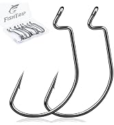 FishTrip 50/100/120pcs EWG Hooks for Bass Fishing Hooks, Extra Wide Gap Offset Worm Hook Texas Ri...