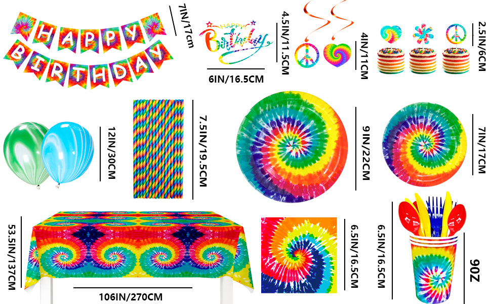 tie dye birthday decorations