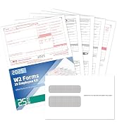W2 Tax Forms 2025 with Envelopes, 4 Part Tax Forms 2025, 25 Employee Kit of Laser Forms with 3 W3...