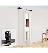 AWDIA 38" Bifold Barn Door Hardware Kit for 2 Doors, Black Track and Top Mounted Heavy Duty Rolle...
