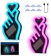 Car Light Finger Heart LED Ambient Solar Lights - Hand Heart Gesture Neon Signs Premium Hearts Le...