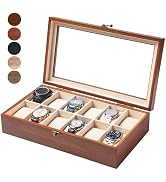 Exper City Watch Box, Watch Case for Men Women with Large Glass Lid, Wooden Watch Display Storage...