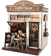 Joibabe DIY Miniature House Kit,Mini Buliding Kit,Coffee Shop Book Nook Kit for Adult and Teens, ...