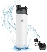 ROCKBROS Insulated Water Bottle with Straw, Stainless Steel Sports Bottle | 24H Cold & 12H Hot In...