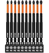 10-Pack Impact Phillips Bits Set, LATTOOK PH1 PH2 PH3#1, #2, #3 Phillips Head Drill & Screwdriver...