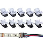 SUPERNIGHT 10 Pack 4 Pin LED Connector for Non-Waterproof 10mm RGB 5050 5630 LED Strip Lights, St...