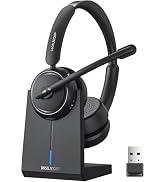 Waxop Wireless Headset with Mic for Work, Bluetooth Headset with Microphone Noise Cancelling & Mu...