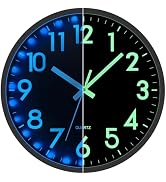 JoFomp LED Wall Clock for Bedroom Night Glow, 12 Inch Silent Wall Clocks Battery Operated, Light ...