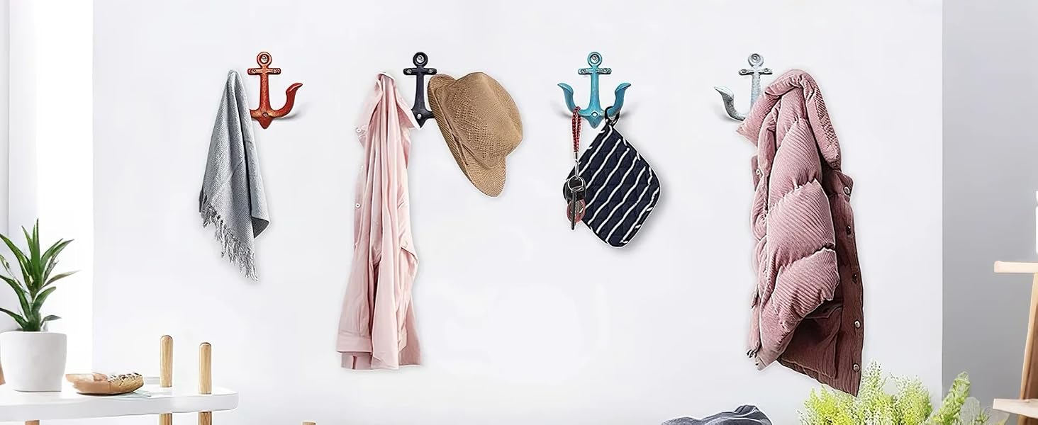 Cast Iron Nautical Anchor Design Wall Hooks