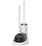 uptronic Toilet Plunger and Brush, Bowl Brush and Heavy Duty Toilet Plunger Set with Holder, 2-in...
