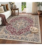 DEXI Living Room Area Rug 5x8, Machine Washable Floral Vintage Pattern Medallion Carpet, Low Pile...
