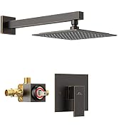 SunCleanse Shower System, 8 Inches Square Rainfall ShowerHead, High Pressure Shower Head with 16-...