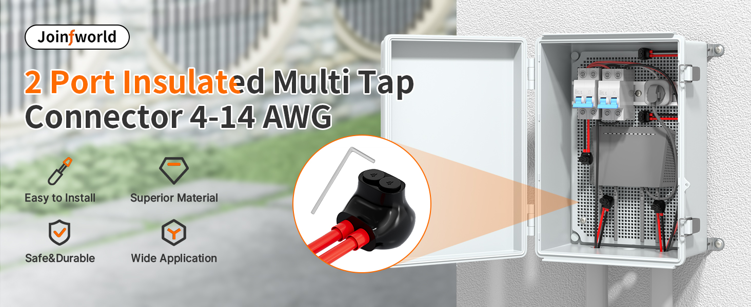 Insulated Multi Tap Connector 2 Port Aluminum to Copper Wire Connectors 4-14AWG