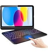 ProCase 360° iPad (A16) 11th / iPad 10th Gen Trackpad Keyboard Case, Black | 7 Color Backlit Keyb...