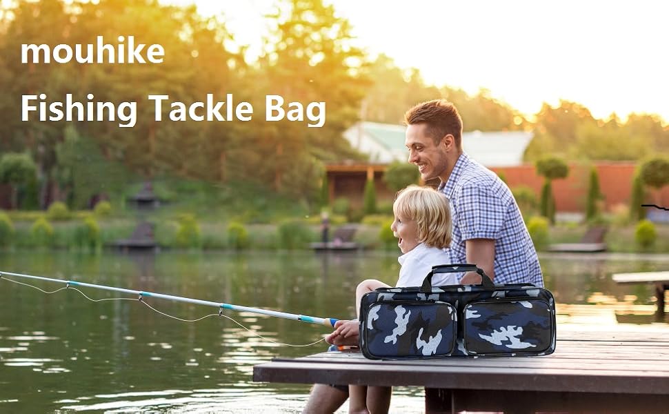 17-inch Fishing Tackle Carrier Bag with 2 Front Storage Pockets for Telescopic Rod