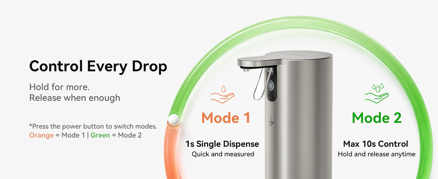 Press the power button to switch modes.Orange = Mode 1I Green=Mode 2