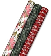 Hallmark Recycled and Recyclable Christmas Wrapping Paper with Cutlines on Reverse (3 Rolls: 75 S...