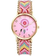 JewelryWe Bohemian Weave Bracelet Watch - Handmade Ethnic Style Adjustable Braided Boho Wristwatc...