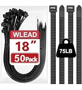 18 inch Black Zip Ties Heavy Duty, 75LBS Tensile Strength, Self-Locking Heavy Duty UV Resistant C...