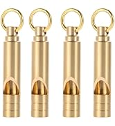 FUTURESTEPS Brass Whistles 4 Pack, Emergency Survival Whistles Loud Safety Whistles for Adults, S...