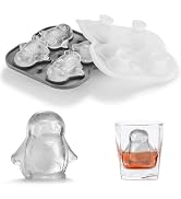 Nax Caki 3D Penguin Ice Cube Tray, 2.2" Large Thicked Silicone Fun Shapes Whiskey Ice Mold with F...