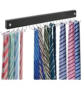 Tie Rack Wall Mounted, Tie, Belt and Scarf Hanger 20 Hook, Tie and Belt Organizer
