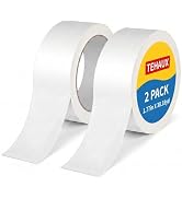 TEHAUX 2 Rolls White Kraft Paper Tape, 1.77" x 33 Yards, Writable & Uncoated Matte Paper Packing ...
