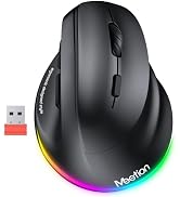 MEETION Ergonomic Wireless Vertical Mouse, Rechargeable, Black | Bluetooth 5.2 + 3.0 and USB conn...