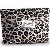 ZLFSRQ Leopard Makeup Bag Cute Cosmetic Bags for Women Cheetah Makeup Bag Canvas Large Capacity T...