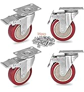 YOOGAA 5" Heavy Duty Caster Safety Dual Locking Swivel Caster Wheels with Screw Total Capacity 15...