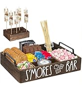 Wooden S'mores Bar Station, Smores Caddy Holder with Handles for Counter, Farmhouse S'mores Servi...