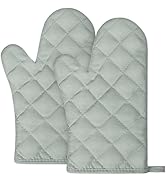 AUAUY Grey Oven Mitts, 1 Pair Kitchen Mittens, 392F Heat Resistant Non-Slip Gloves for Oven, BBQ,...