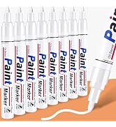 DAPAWIN White Permanent Marker Waterproof - 8 White Paint Markers for Metal Surfaces Tire Black P...
