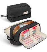 Zzrywuty Large Capacity Pen Pencil Case Multi-Slot Pencil Pouch Bag,Black Pencil Case Large 4 Com...