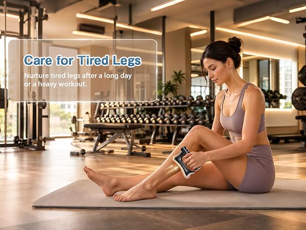Lymphatic drainage massager refreshes tired legs after workouts or long standing days.