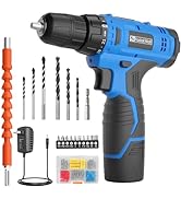 FADAKWALT Cordless Drill/Driver Set,12V 3/8" Electric Power Drill Kit with 1.3AH Battery & Charge...