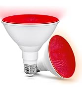 LED Red Light Bulbs Outdoor, 15W(150W Equivalent) Par38 Flood Red Lights, Color Halloween Party L...