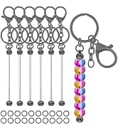 8Pcs Beadable Keychains Bars,DIY Keychains Bars Metal Beaded Keychain Blanks Keychain Bars Keycha...