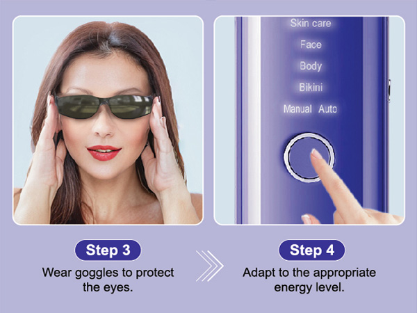 Wear goggles to protect the eyes, Adapt to the appropriate energy level.