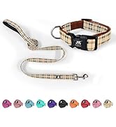 NESTROAD Dog Collar and Leash Set,Durable Leather Pet Collar with Quick Release Buckle,Adjustable...