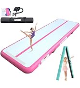 AWSUM 6.6ft/10ft Gymnastics Mat with Balance Beam, 4" Thick Inflatable Tumbling Mat Track & Folda...