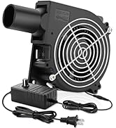 AmRunJe 120mm BBQ 12V Blower Fan with 110v-240v AC Plug Variable Speed Controller, Squirrel cage ...