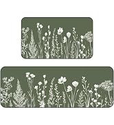 BSFHH Set of 2 Kitchen Rugs - 17"x47"+17"x30" Kitchen Mats for Floor Washable Non Slip Front Door...