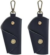 CALFOVERA 2PCS PU Leather Key Wrap Cover for Motorcycle Portable Protective Keyring Pouch
