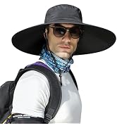 ALANGDUO XXL Big Head & Super Wide Brim Sun Hats for Men, XXL Large Fishing Sun Hat for Safari Ga...
