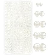 640pcs FIVEIZERO Pearl Beads for Crafts, Mixed Sizes (4mm-12mm) White Craft Pearls, Smooth Loose ...