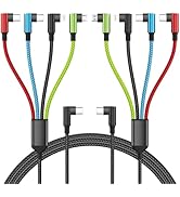 Travel Essentials USB C Multi Charging Cable 2Pack 5FT, Right Angle 4 in 1 Charging Cable, USB Ca...