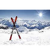 BELECO 7x5ft Fabric Winter Ski Backdrop Snowy Mountain Snowboard Skiing Backdrop Alps Mountain Su...
