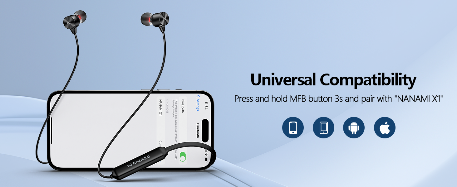 wireless earphones with wire neckband