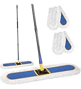 24" Commercial Dust mop for Floor Cleaning-Heavy Duty Large Dust Broom with 2 Washable Cotton Mop...